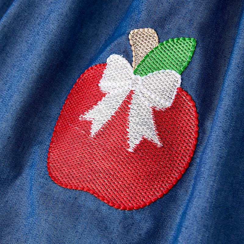 (In Stock)Girls Navy Back To School Applique Dress