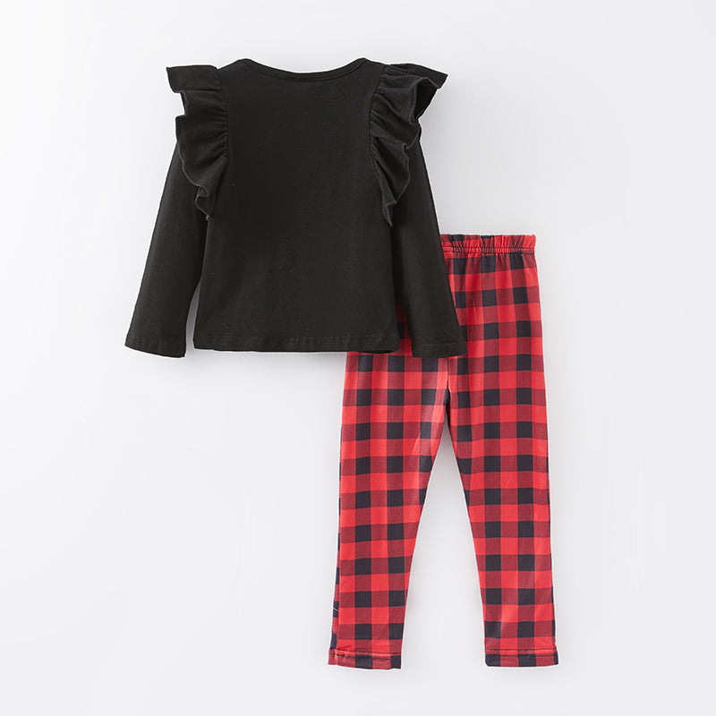 (In Stock E35-3-2)Girls Christmas Print Outfit Set