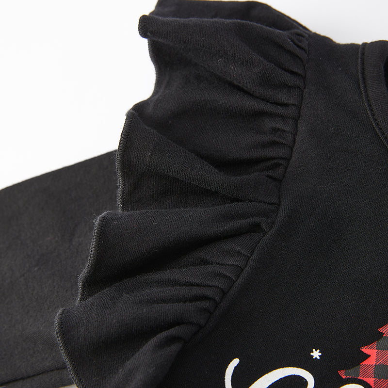 (In Stock E35-3-2)Girls Christmas Print Outfit Set