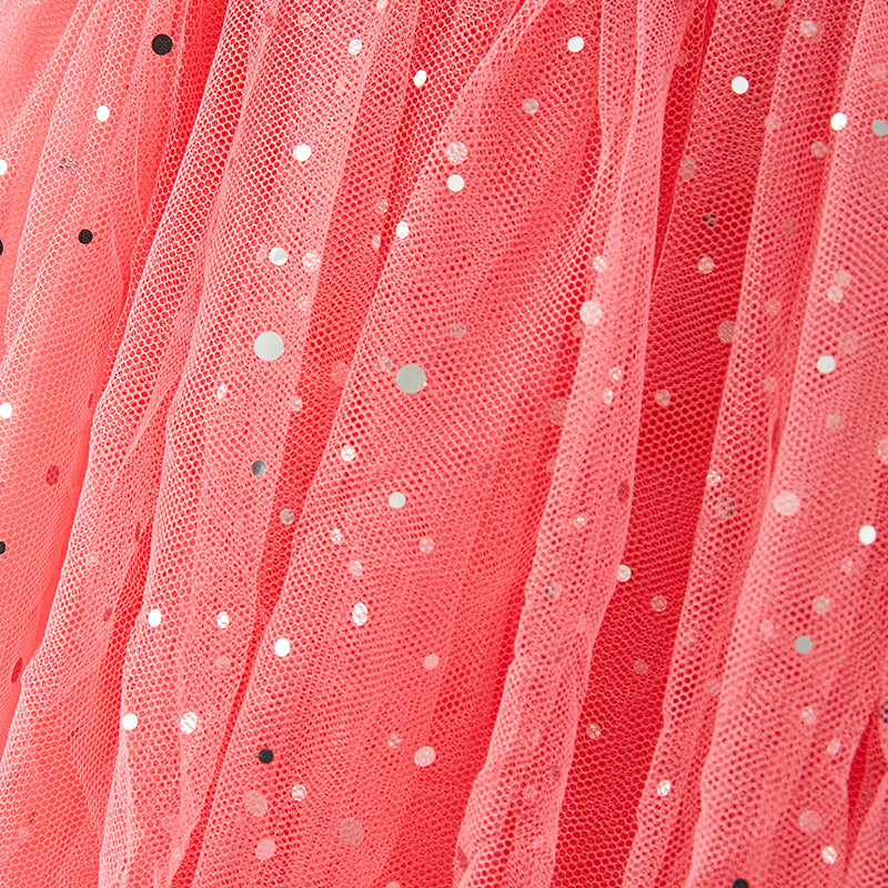 (In Stock E35-3-2)Girls Christmas Print Tulle Dress
