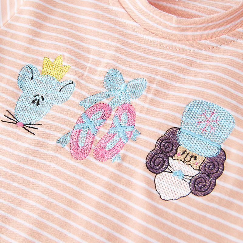 (In Stock E35-1-2)Girls Christmas Nutcracker Embroidery Skirt Set