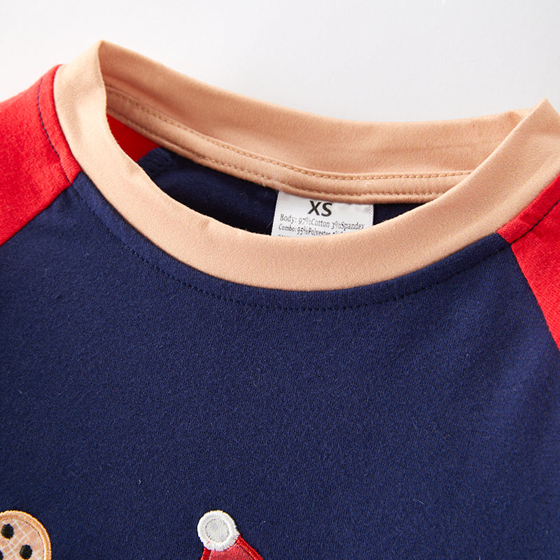 (In Stock E36-5-3)Boys Christmas Santa Applique Top