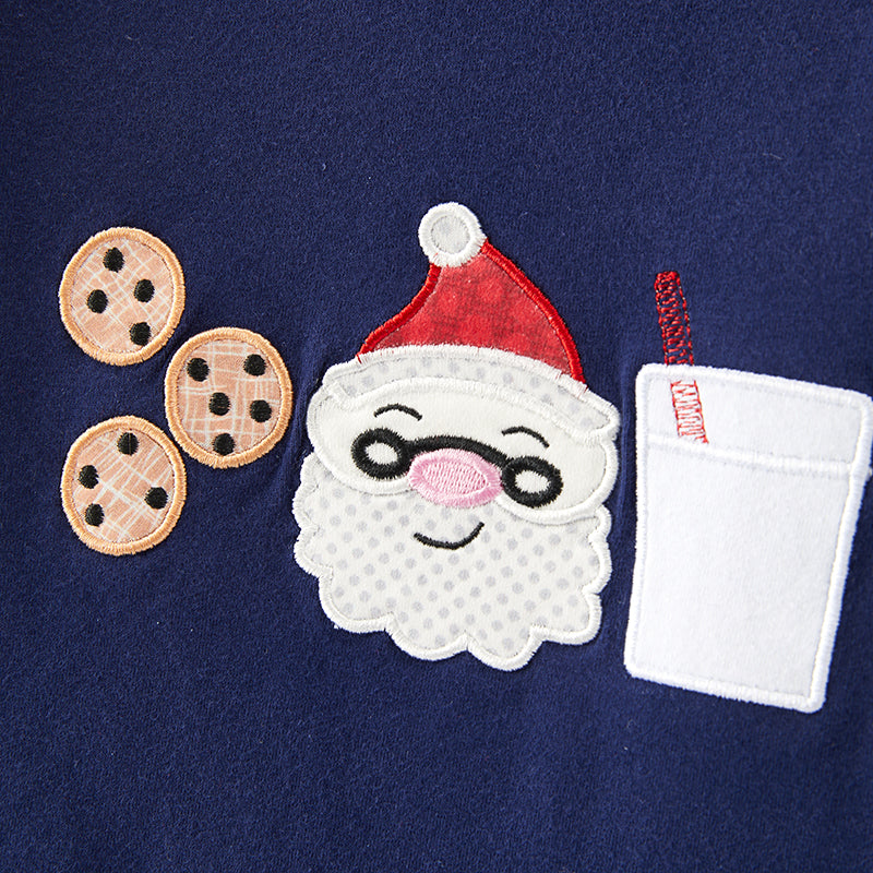 (In Stock E36-5-3)Boys Christmas Santa Applique Top