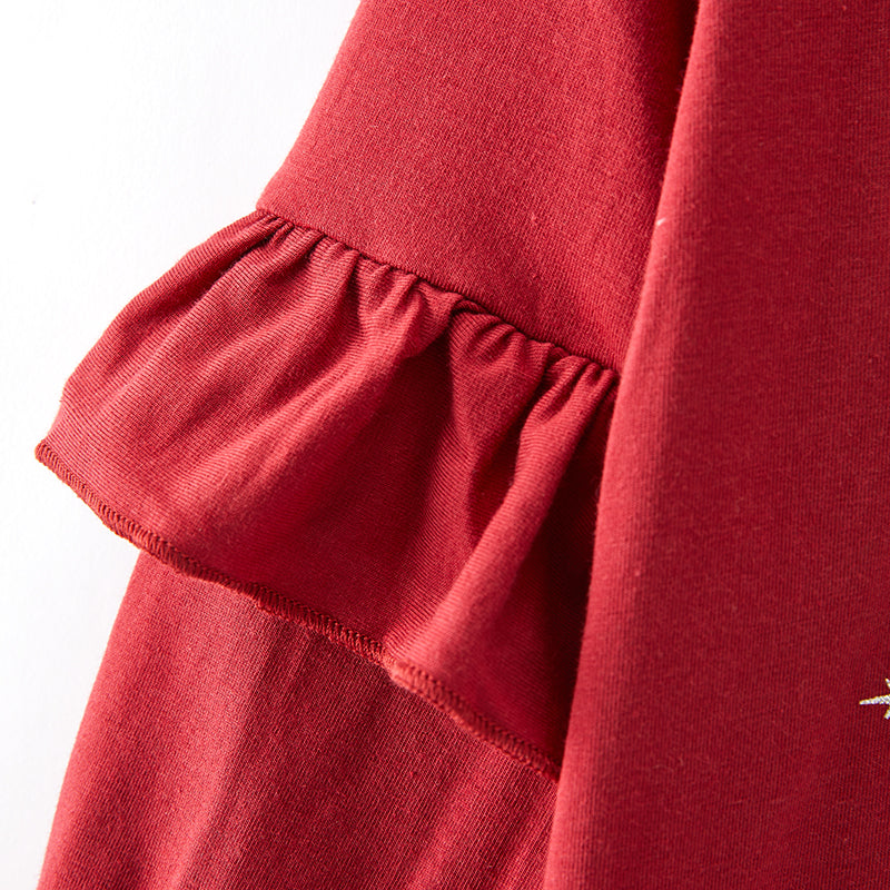 (In Stock E35-6-2)Girls Christmas Believe Print Skirt Set