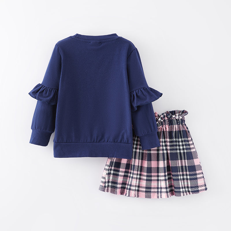 (In Stock E36-4-2)Girls Christmas Print Skirt Set