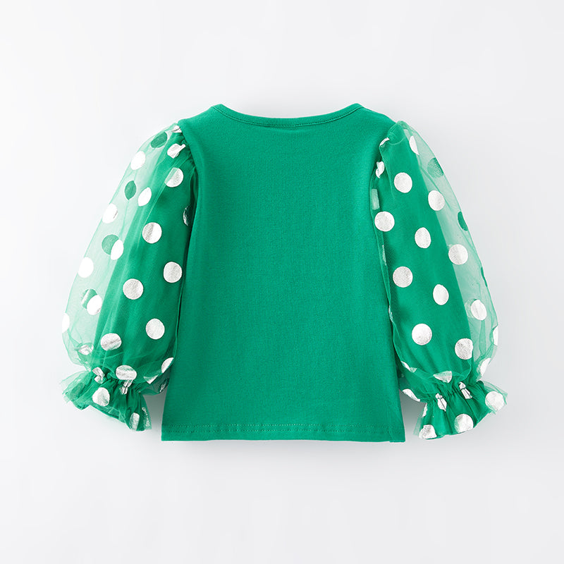 (In Stock E36-5-2)Girls Christmas Holly Jolly Print Top