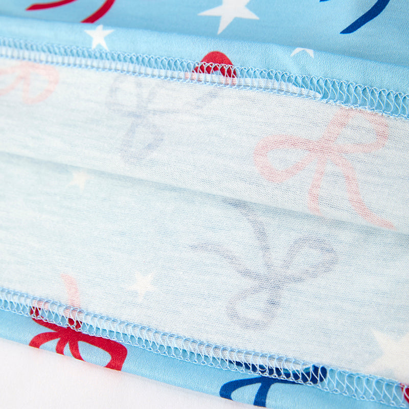 (In Stock)Girls Patriotic Bow Embroidery Smocked Dress