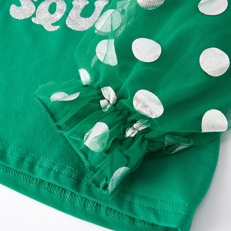 (In Stock E36-5-2)Girls Christmas Holly Jolly Print Top