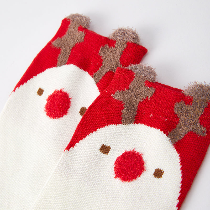 (In Stock G25-1-1)Girls Christmas Elk Suspender Dress with Socks