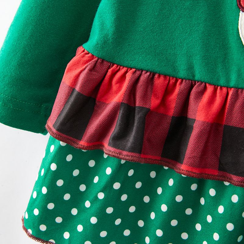 (In Stock L15-3-2)Girls Christmas Elk Applique Outfit Set