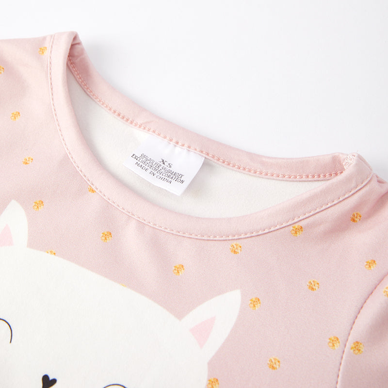 (In Stock L22-2-1)Girls Fall Kitty Print Tulle Dress