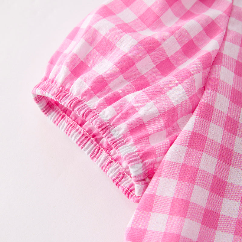 (Restock)Girls Back To School Pencil Print Denim Shorts Set