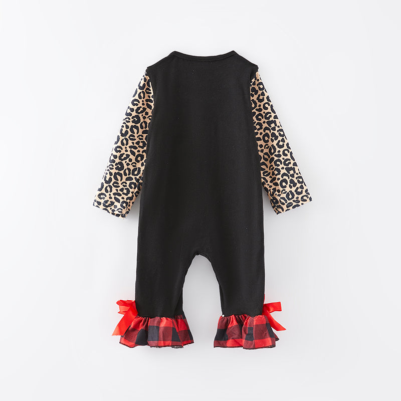 (In Stock L35-1-2)Baby Girls Christmas Elk Applique Romper