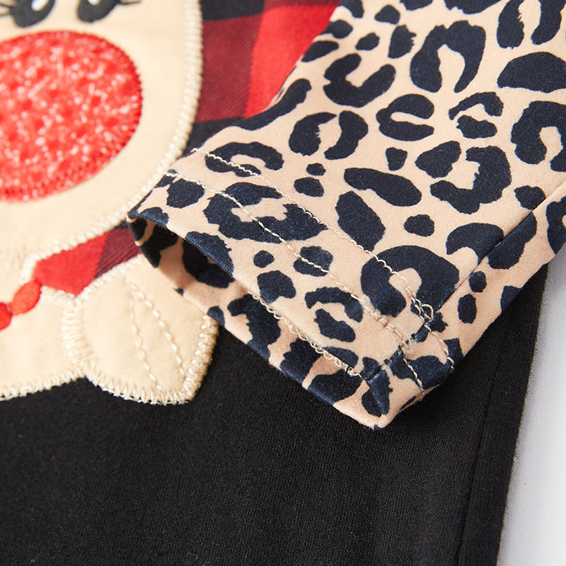 (In Stock L35-1-2)Baby Girls Christmas Elk Applique Romper