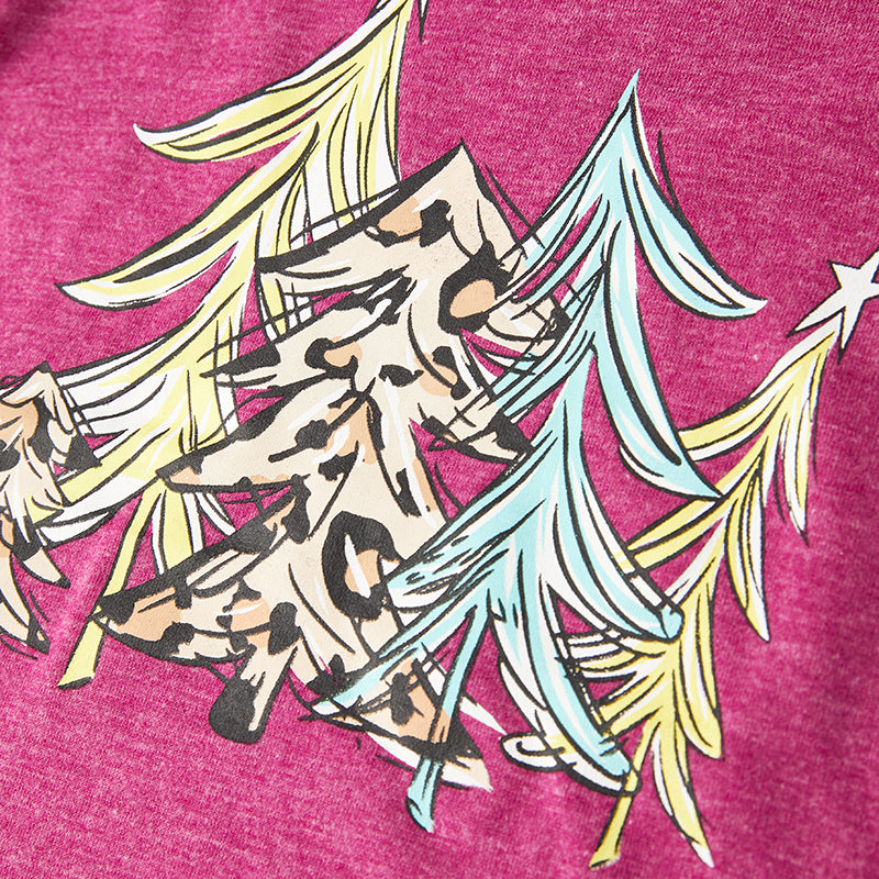 (In Stock G33-3-2)Girls Christmas Print Denim Set