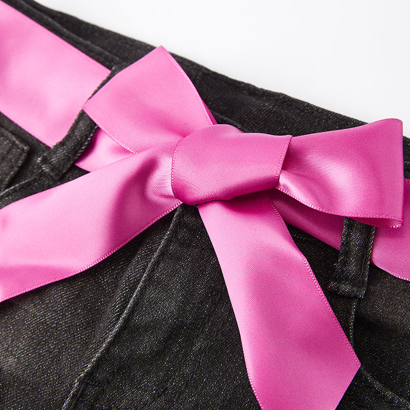 (In Stock G33-3-2)Girls Christmas Print Denim Set