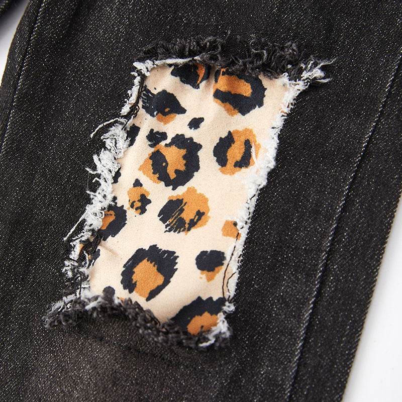 (In Stock G33-3-2)Girls Christmas Print Denim Set