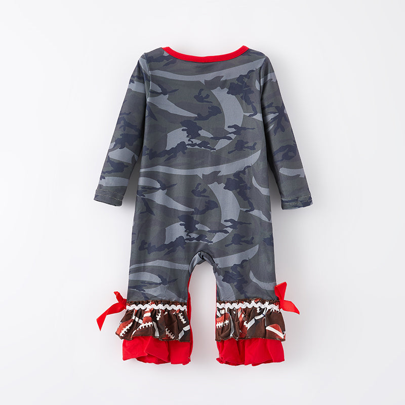 (In Stock G22-2-1)Baby Girls Fall Football Print Romper