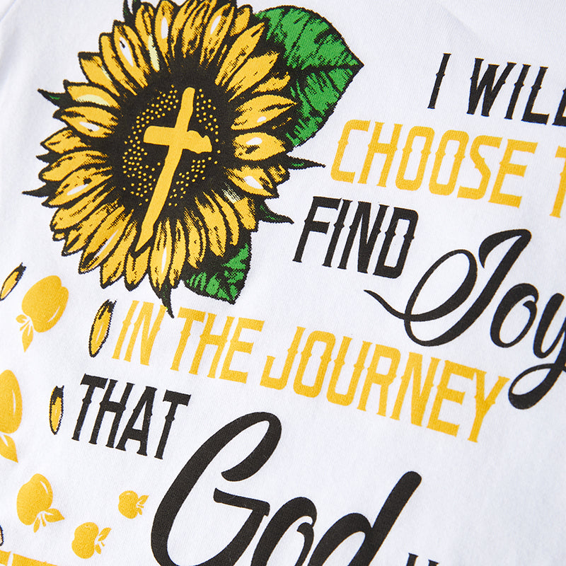 (In Stock G19-2-2)Girls Fall Sunflower Print Outfit Set