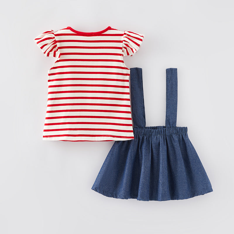 (In Stock L7-4-3)Girls Fall Baseball Applique Suspender Dress