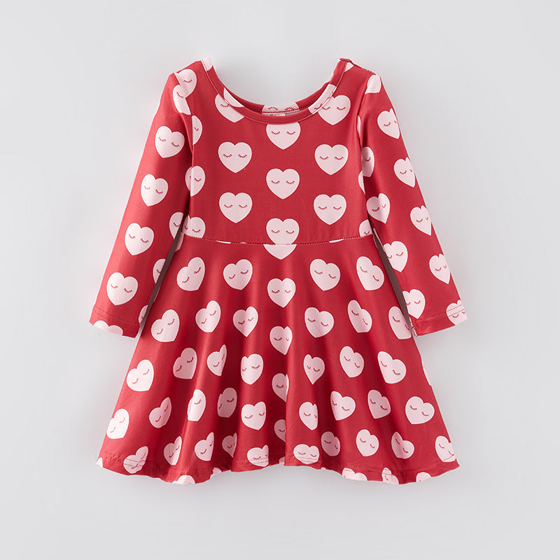 (In Stock G19-2-2)Girls Valentine's Day Print Dress