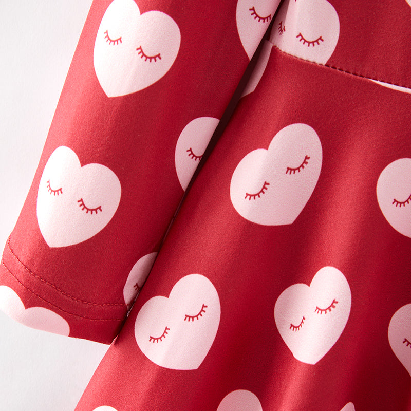 (In Stock G19-2-2)Girls Valentine's Day Print Dress