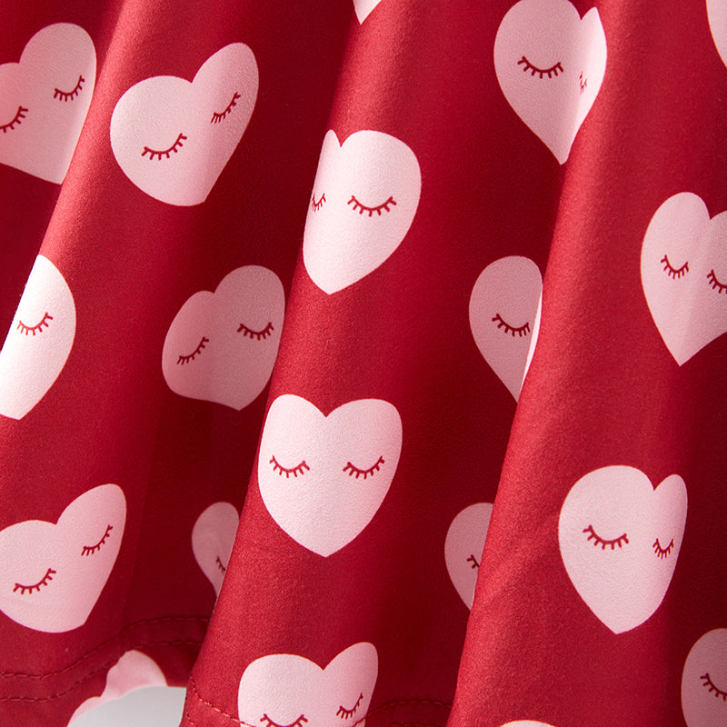(In Stock G19-2-2)Girls Valentine's Day Print Dress
