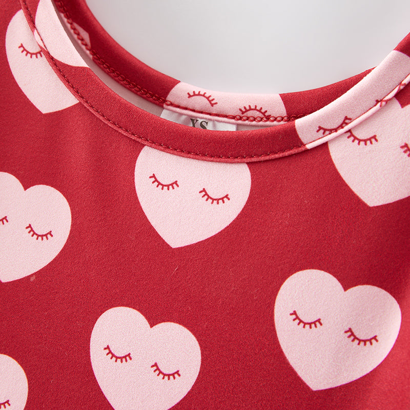(In Stock G19-2-2)Girls Valentine's Day Print Dress