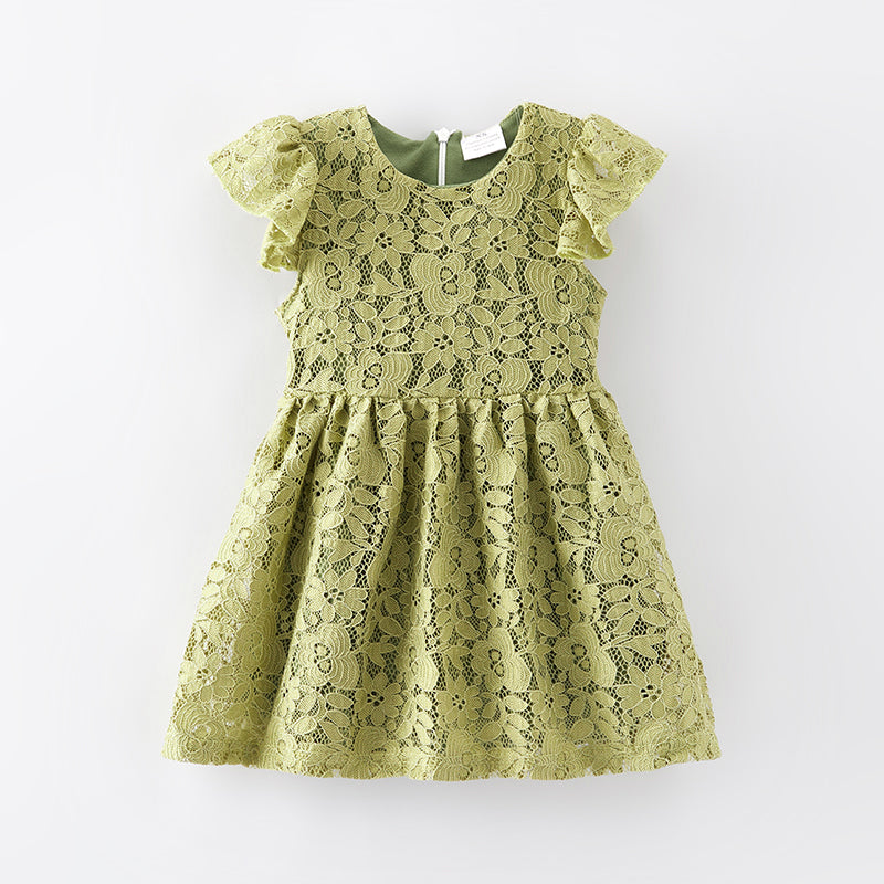 (In Stock)Girls Fall Floral Lace Dress