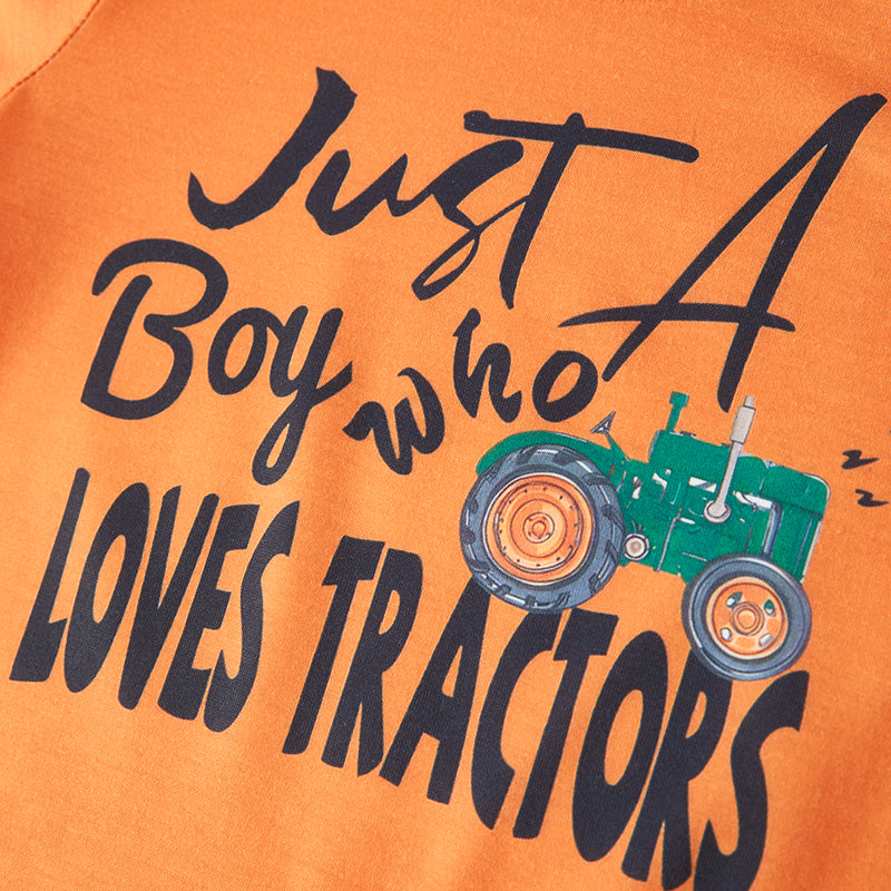(In Stock L6-3-2)Boys Fall Tractors Print Top