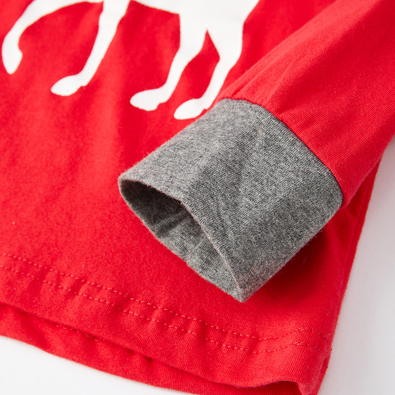 (In Stock L7-5-2)Girls Christmas Elk Print Pajamas