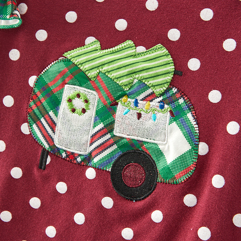 (In Stock L15-2-3)Girls Christmas Applique Outfit Set