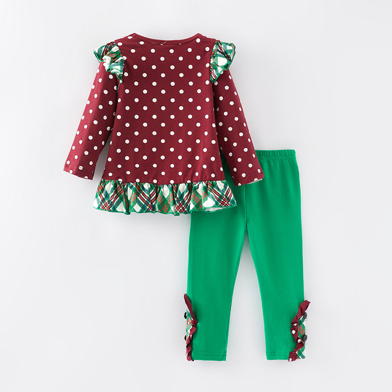 (In Stock L15-2-3)Girls Christmas Applique Outfit Set