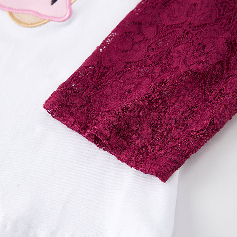 (In Stock L10-3-1)Girls Fall Cow Applique Top