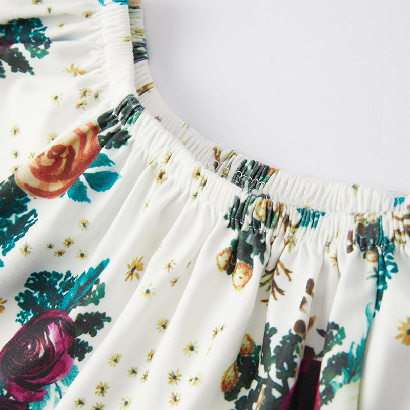 (In Stock G20-1-3)Girls Fall Floral Print Denim Set