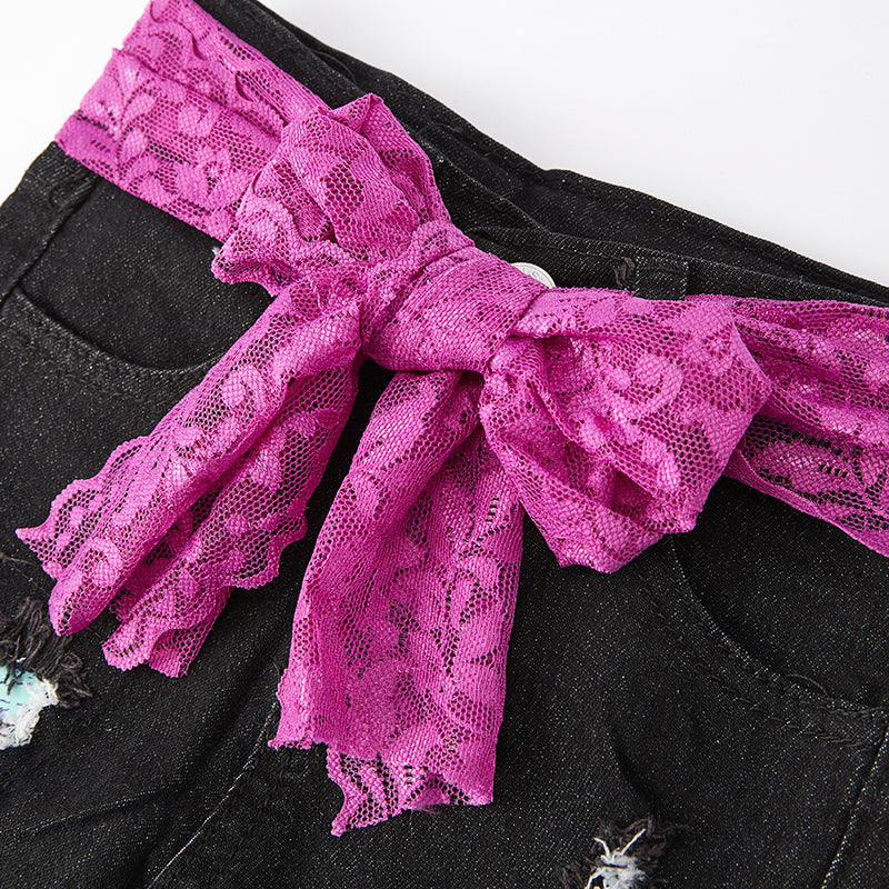 (In Stock L15-3-2)Girls Fall Leopard Print Denim Set