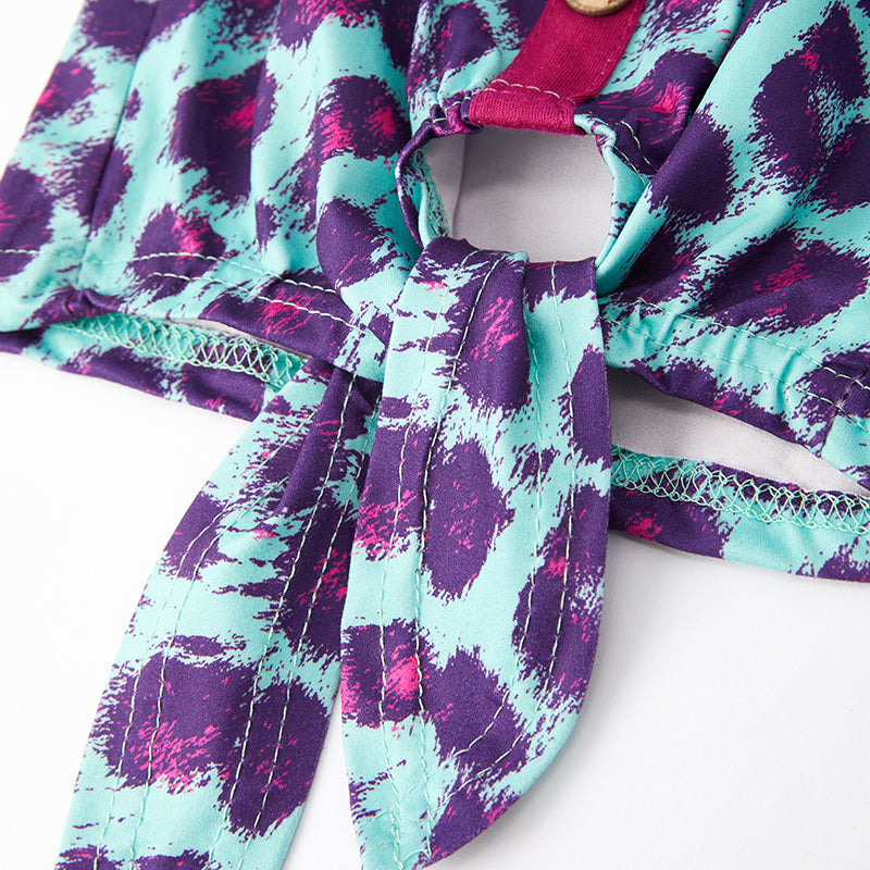 (In Stock L15-3-2)Girls Fall Leopard Print Denim Set