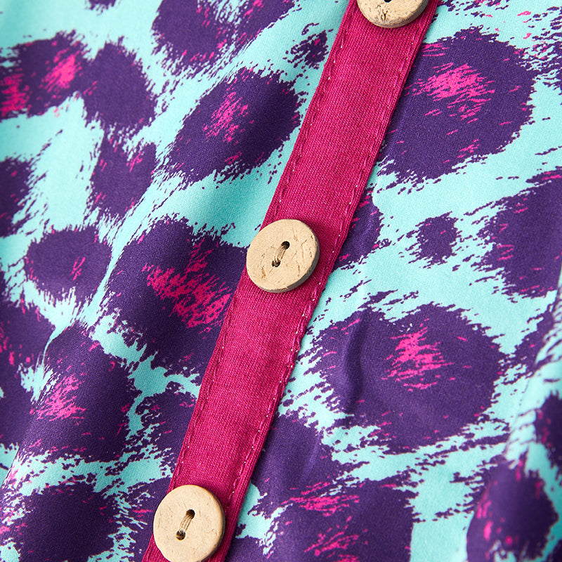 (In Stock L15-3-2)Girls Fall Leopard Print Denim Set