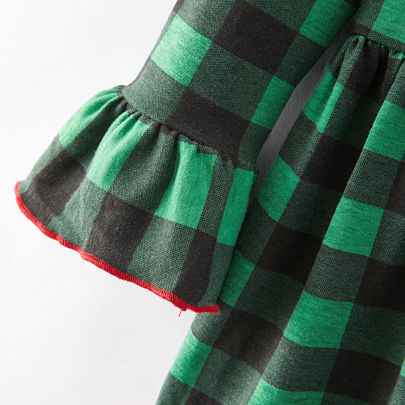 (In Stock E35-3-3)Girls Christmas Gingerbread Man Applique Dress