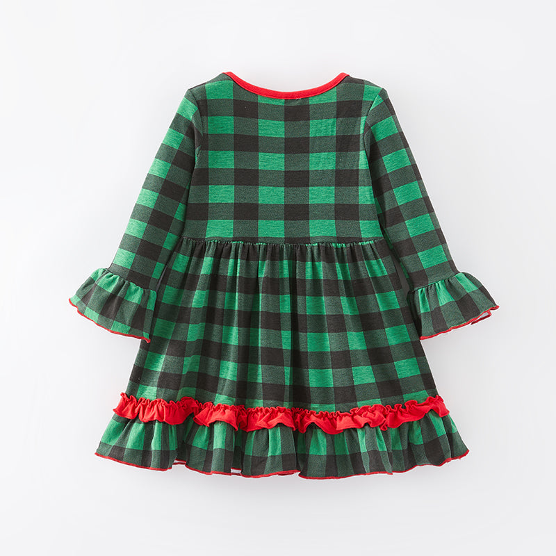 (In Stock E35-3-3)Girls Christmas Gingerbread Man Applique Dress