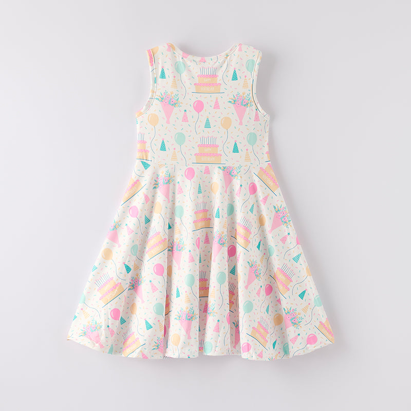 (In Stock)One Pack(5 Pieces total) Sale Girls Spring and Summer Birthday Print Dress