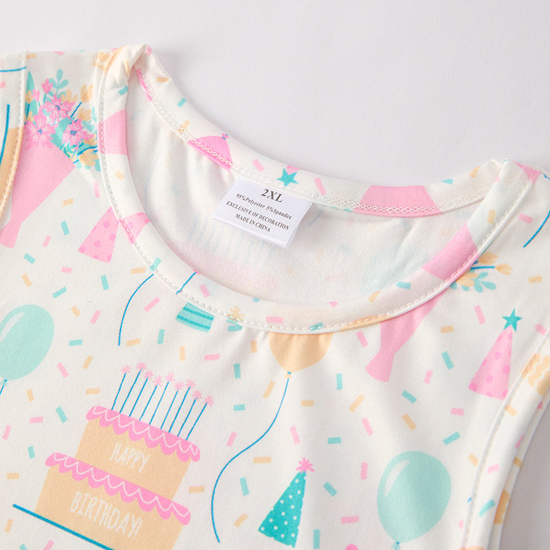 (In Stock)One Pack(5 Pieces total) Sale Girls Spring and Summer Birthday Print Dress