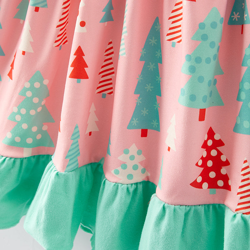 (In Stock E35-3-3)Girls Christmas Print Dress