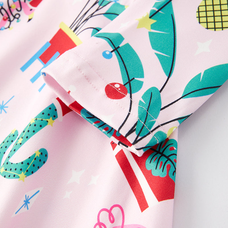 (In Stock E35-2-3)Girls Christmas Print Milk Silk Dress