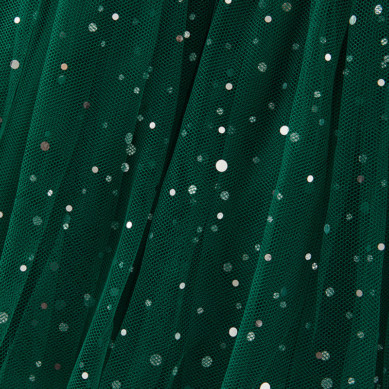 (In Stock E35-1-3)Girls Christmas Print Tulle Dress