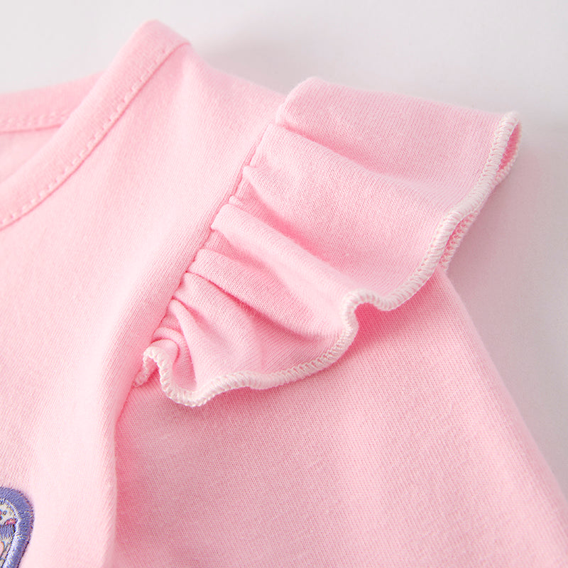 (Restock)Toddler Girls Fall Bow Applique Cotton Romper
