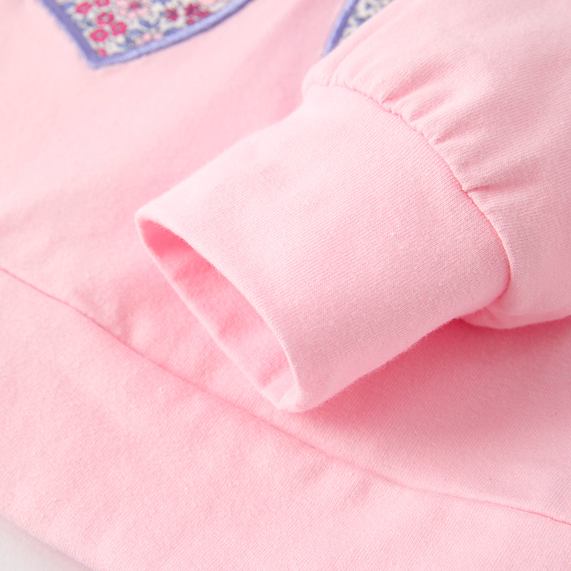 (In Stock)Girls Fall Bow Applique Cotton Top Floral Print Pants Set