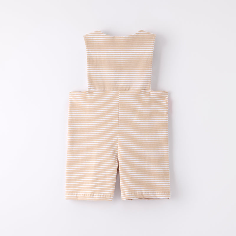 (In Stock)Toddler Boys Spring and Summer Khaki Farm Embroidery Smocked Romper