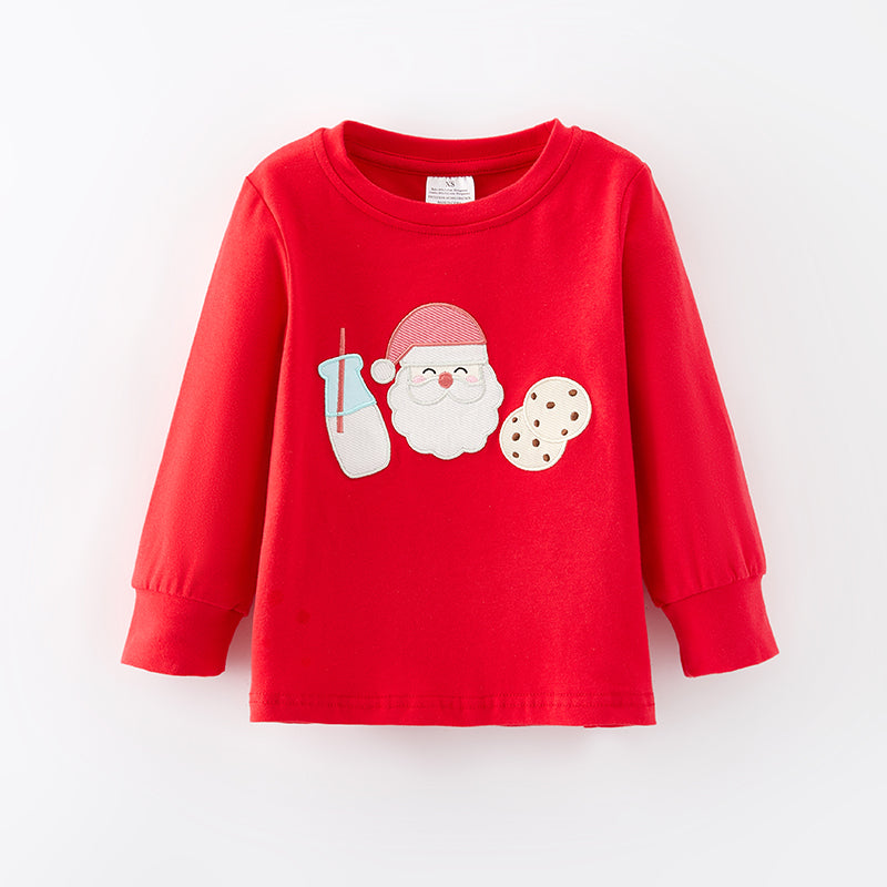 (In Stock E35-3-1)Boys Christmas Applique Cotton Top