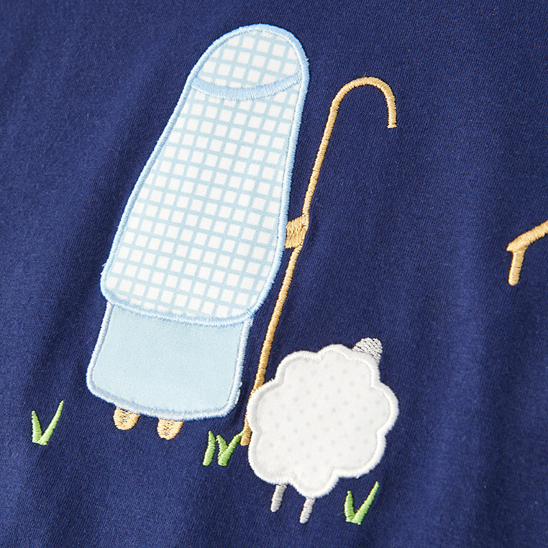 (In Stock E35-6-2)Boys Christmas Applique Top